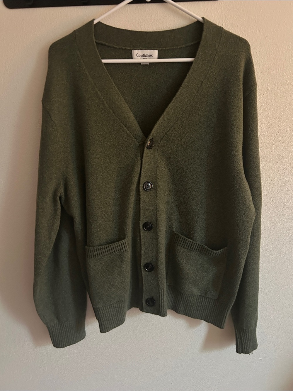 Goodfellow & Co Men's Eclectic Sage  Grandpa Button-Up V-Neck Cardigan: L